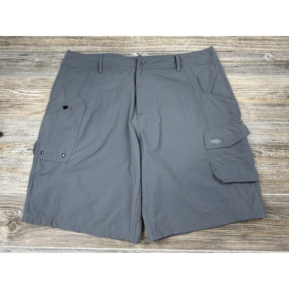 Aftco Shorts Mens 42x10 Gray Cargo Stretch Hybrid Performance Fishing Outdoor